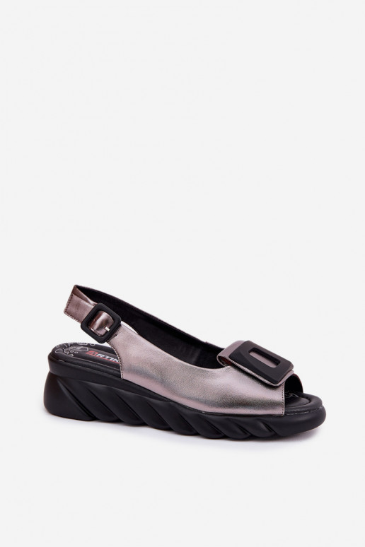 Damensandalen Feminin Auf einem Keil mit Dekoration Artiker 56C2158 graue Farbe Damensandalen Feminin Auf einem Keil mit Dekoration Artiker 56C2158 graue Farbe