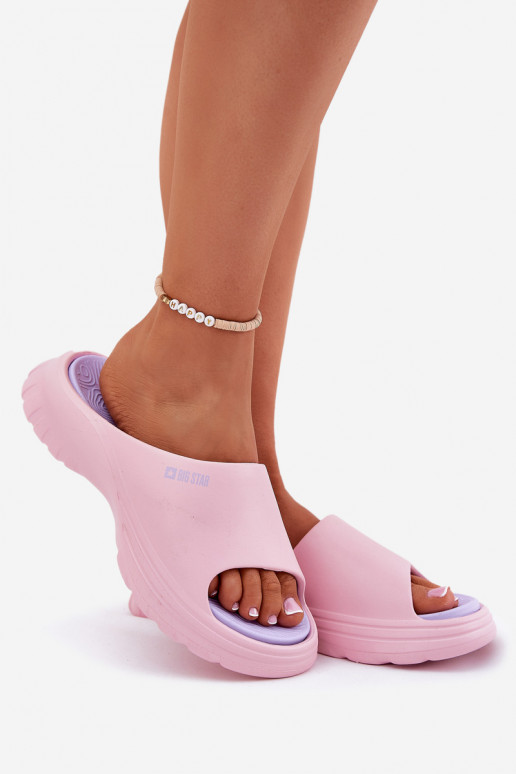 Leichte Hausschuhe Damenhausschuhe Big Star RR274A587 pinke Farbe