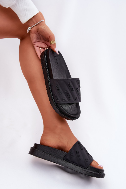 Damenhausschuhe mit einer Plattform Big Star RR274A540 schZuarze Farbe