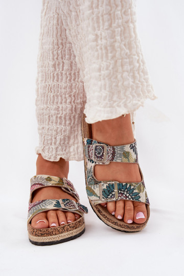 Gemustert Damenhausschuhe mit einer Plattform mit Schnallen Lee Cooper LCIN-25-35-3483L Verschiedene Farben