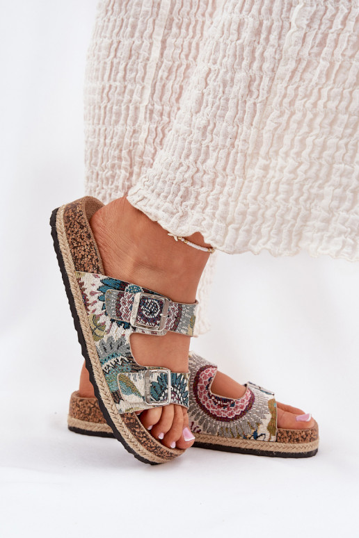 Gemustert Damenhausschuhe mit einer Plattform mit Schnallen Lee Cooper LCIN-25-35-3483L Verschiedene Farben