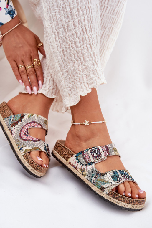 Gemustert Damenhausschuhe mit einer Plattform mit Schnallen Lee Cooper LCIN-25-35-3483L Verschiedene Farben