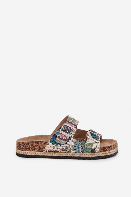 Gemustert Damenhausschuhe mit einer Plattform mit Schnallen Lee Cooper LCIN-25-35-3483L Verschiedene Farben