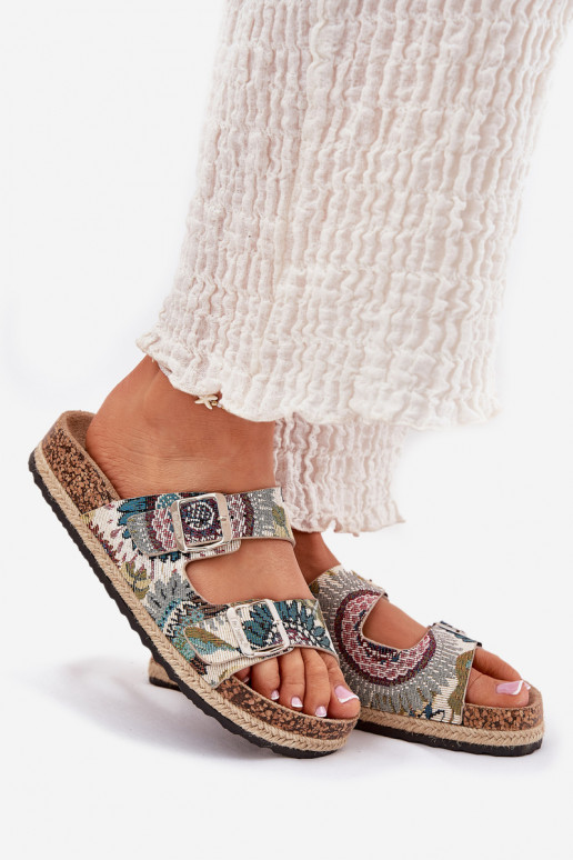 Gemustert Damenhausschuhe mit einer Plattform mit Schnallen Lee Cooper LCIN-25-35-3483L Verschiedene Farben