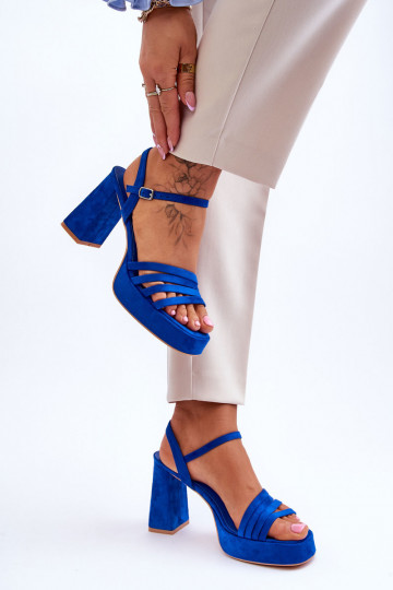 Feminin Elegante High Heels aus INildleder und Plattform blaue Farbe Verda 2