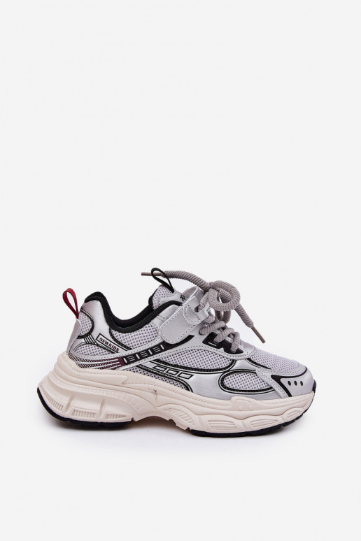 Sneakers Stilvollllschuhe Kindisch Auf dicker Sohle Silberfarbe Xairana