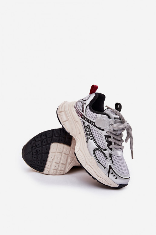 Sneakers Stilvollllschuhe Kindisch Auf dicker Sohle Silberfarbe Xairana