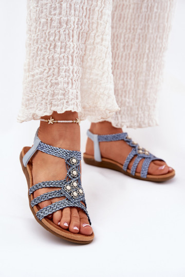 Sandalen Feminin gleichschenklig Z Plecionymi Paskami Artiker 56C1325 blaue Farbe