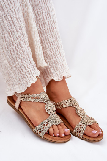 Flache Sandalen für Damen Z KoronkoZuym Ein Beispiel Artiker 56C1281 goldene Farbe