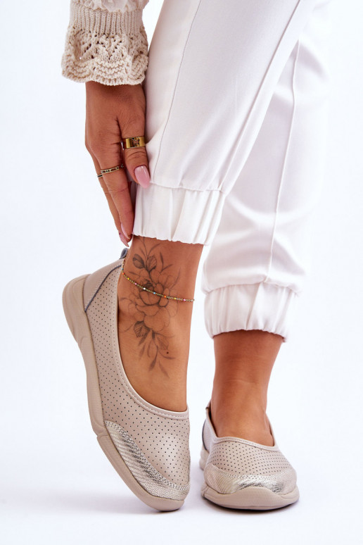 Haut Feminin Durchbrochene Ballerinas Beige Lucy Haut Feminin Durchbrochene Ballerinas Beige Lucy