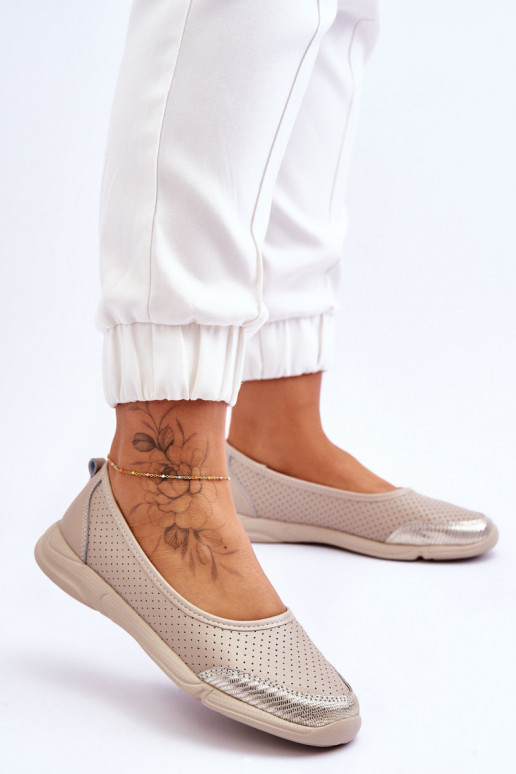 Haut Feminin Durchbrochene Ballerinas Beige Lucy Haut Feminin Durchbrochene Ballerinas Beige Lucy
