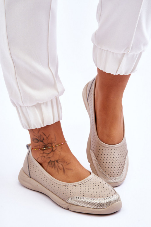 Haut Feminin Durchbrochene Ballerinas Beige Lucy Haut Feminin Durchbrochene Ballerinas Beige Lucy