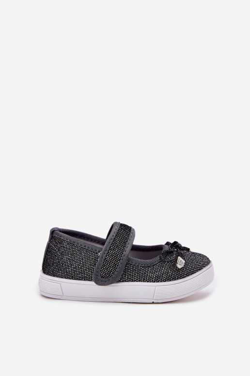 Ballerinas für Kinder mit Bändern schZuarze Farbe Amirinas