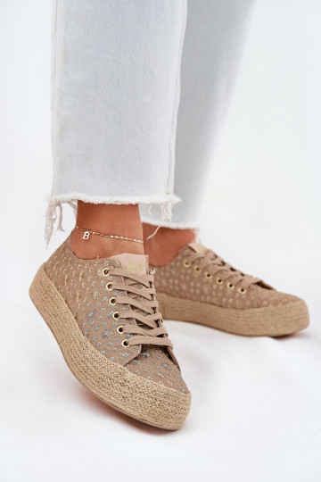 Gemustert Freizeitschuhe mit einer Plattform Mit Zopf Lee Cooper LCIN-25-08-3646L Khaki-Farbe