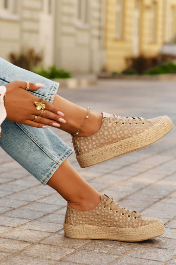 Gemustert Freizeitschuhe mit einer Plattform Mit Zopf Lee Cooper LCIN-25-08-3646L Khaki-Farbe 2