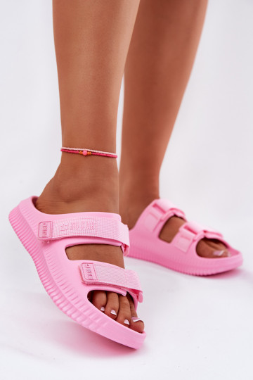 Leichte Hausschuhe Damenhausschuhe Z mit Klebeverschlussami Big Star RR274A528 pinke Farbe 2