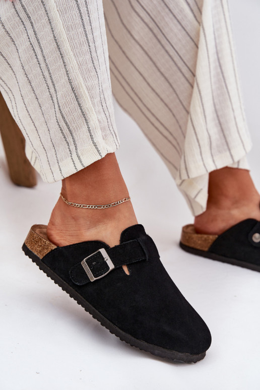 INildlederpantoffeln Verstopfungen Feminin mit Schnallen Big Star RR274A384 schZuarze Farbe