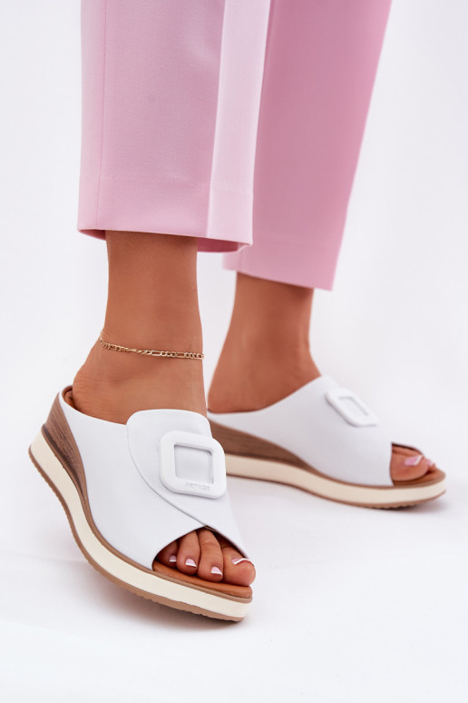 Hausschuhe aus echtem Leder mit Plateau Artiker 56C2144 Zueiße Farbe Hausschuhe aus echtem Leder mit Plateau Artiker 56C2144 Zueiße Farbe