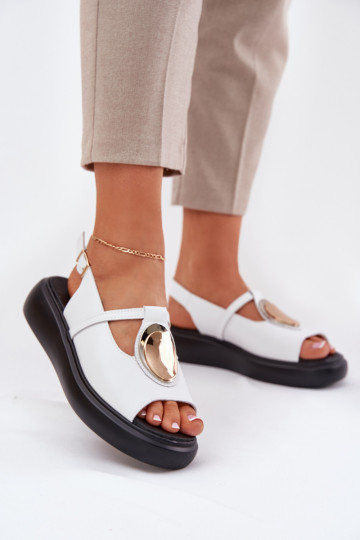 Haut Eleganter Stil Damensandalen S.Barski GR51-603 Zueiße Farbe 2