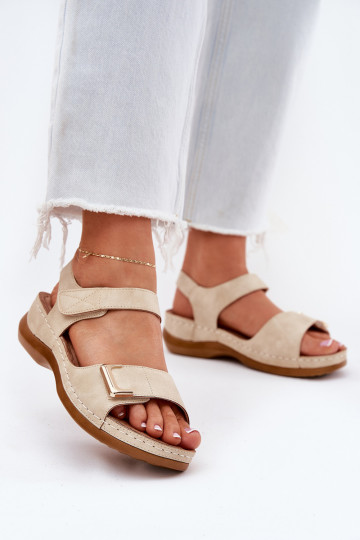 Bequeme Damensandalen Auf einem Keil Beige Sadevale