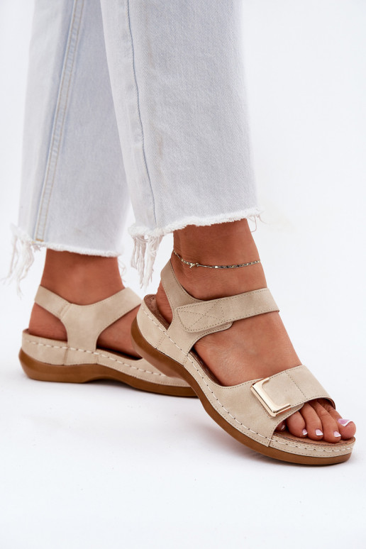 Bequeme Damensandalen Auf einem Keil Beige Sadevale Bequeme Damensandalen Auf einem Keil Beige Sadevale