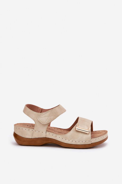 Bequeme Damensandalen Auf einem Keil Beige Sadevale Bequeme Damensandalen Auf einem Keil Beige Sadevale