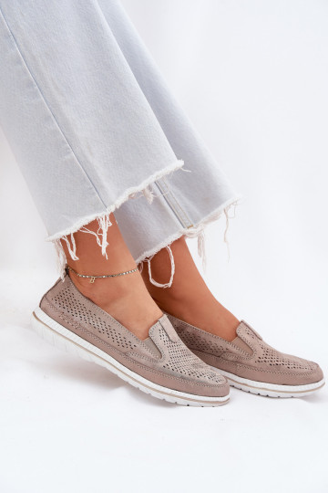 Durchbrochenes INildleder Schuhe Mokassins für Damen goldene Farbe Redileine