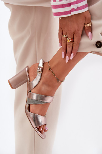 Damen-Sandalen mit hohen Absätzen Sergio Leone SK866 roségoldene Farbe 2