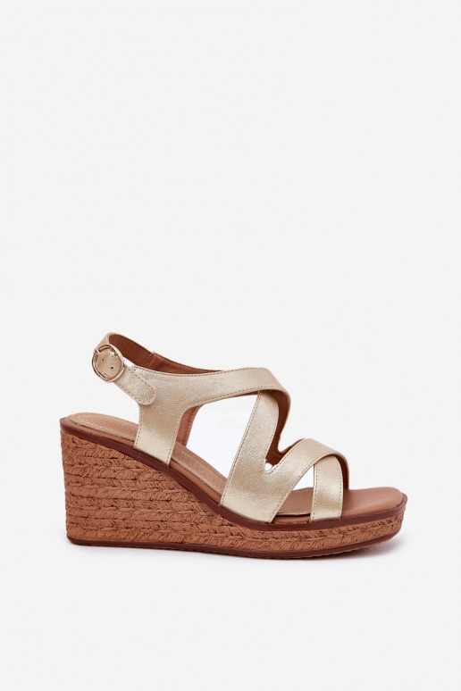 Damensandalen Auf einem Keil Sergio Leone SK223 goldene Farbe Damensandalen Auf einem Keil Sergio Leone SK223 goldene Farbe