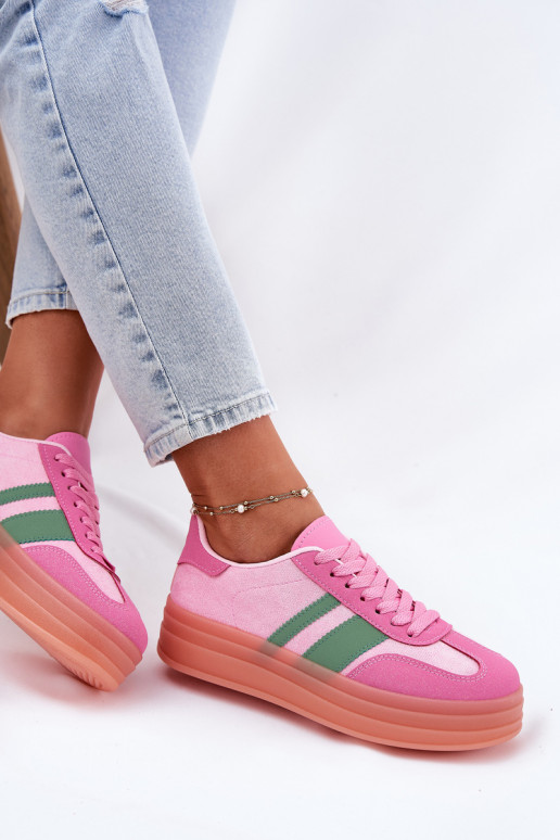 Niedrig Sneakers Stilvollllschuhe mit einer Plattform pinke Farbe Ovivene Niedrig Sneakers Stilvollllschuhe mit einer Plattform pinke Farbe Ovivene