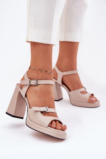 Haut Damen-Sandalen mit hohen Absätzen Vinceza 77110 Beige 2