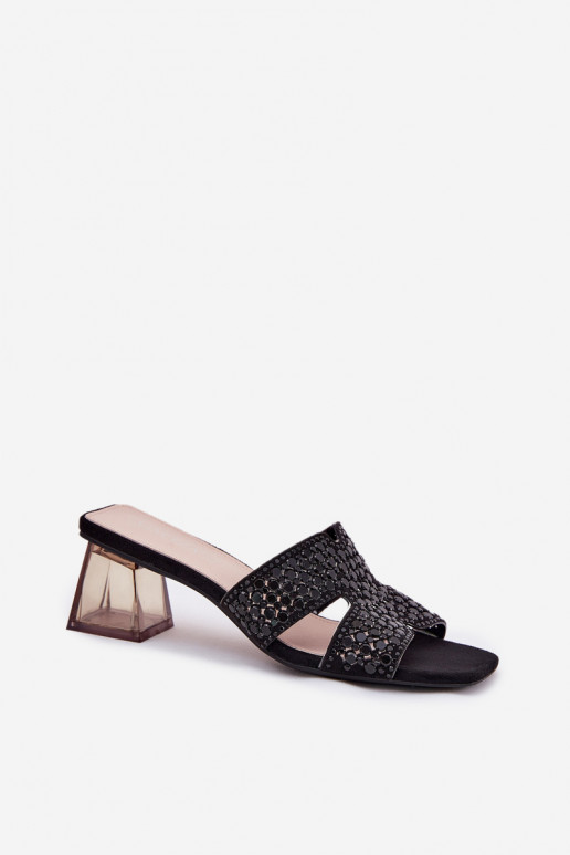 Damenhausschuhe mit Absätzen Vinceza 62230 schZuarze Farbe