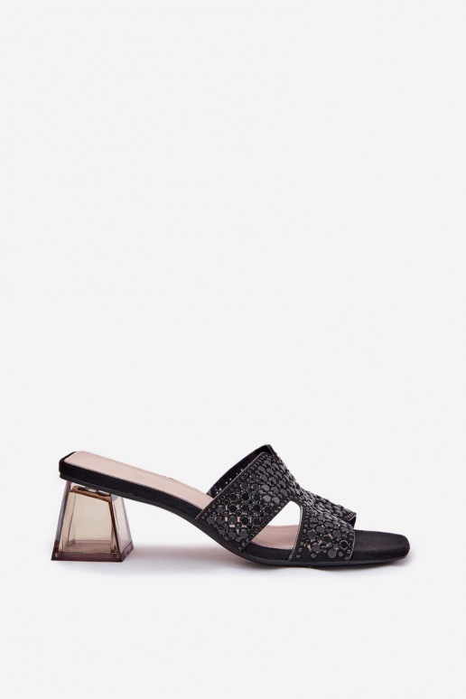 Damenhausschuhe mit Absätzen Vinceza 62230 schZuarze Farbe