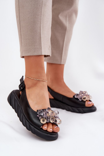 Damensandalen Feminin mit leuchtenden Augen Artiker 54C1628 schZuarze Farbe