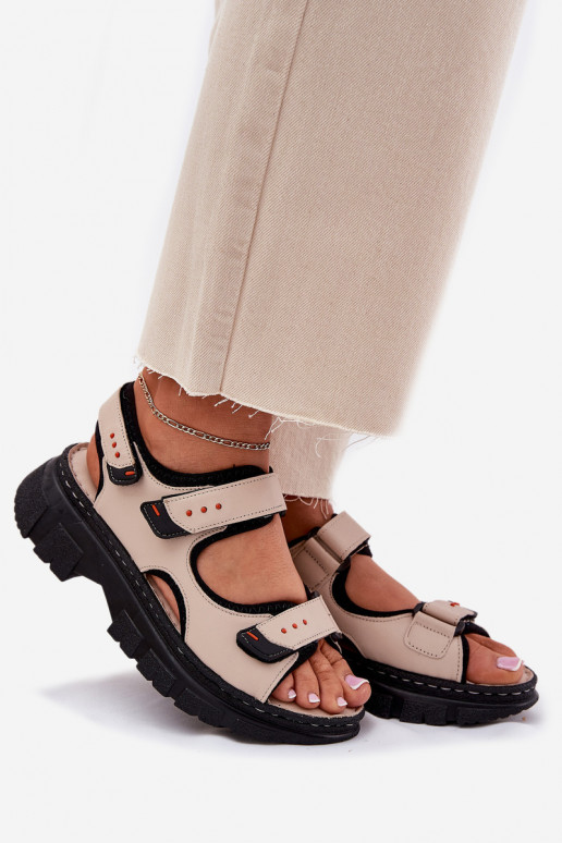 Damensandalen Feminin Z mit Klebeverschlussami Artiker 56C0471 Beige