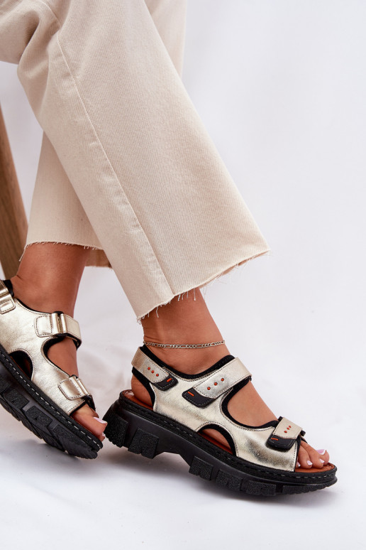 Damensandalen Feminin Z mit Klebeverschlussami Artiker 56C0469 goldene Farbe Damensandalen Feminin Z mit Klebeverschlussami Artiker 56C0469 goldene Farbe