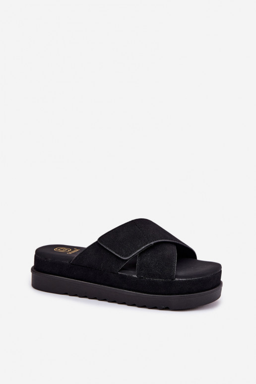 Damenhausschuhe mit einer Plattform Z Przeplatającymi Się Paskami schZuarze Farbe Rinasara Damenhausschuhe mit einer Plattform Z Przeplatającymi Się Paskami schZuarze Farbe Rinasara