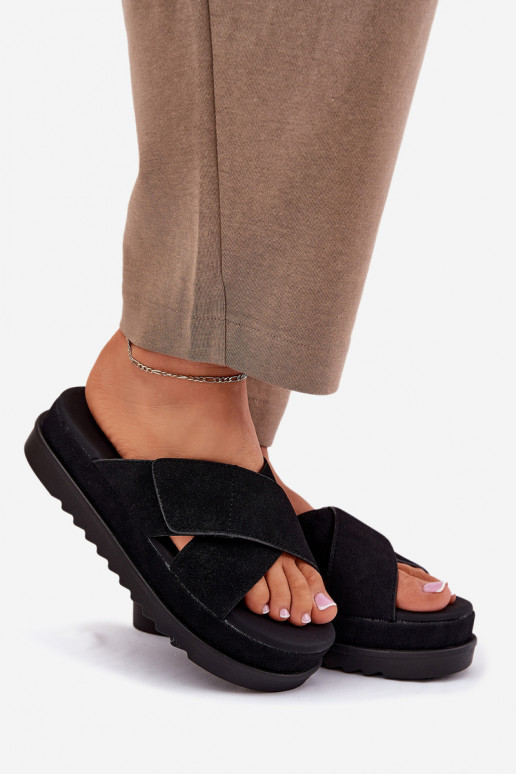 Damenhausschuhe mit einer Plattform Z Przeplatającymi Się Paskami schZuarze Farbe Rinasara Damenhausschuhe mit einer Plattform Z Przeplatającymi Się Paskami schZuarze Farbe Rinasara