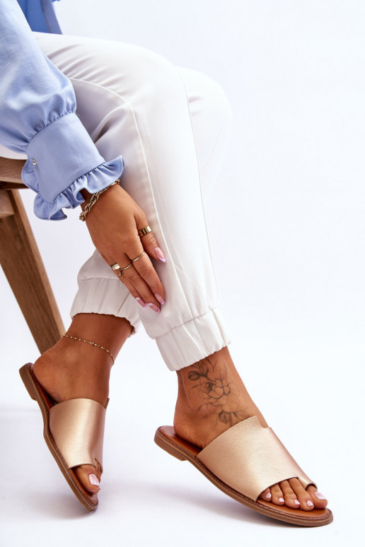 Feminin Lederhausschuhe Hausschuhe goldene Farbe Amite Feminin Lederhausschuhe Hausschuhe goldene Farbe Amite