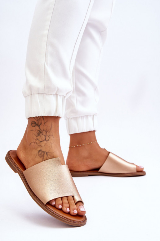 Feminin Lederhausschuhe Hausschuhe goldene Farbe Amite Feminin Lederhausschuhe Hausschuhe goldene Farbe Amite