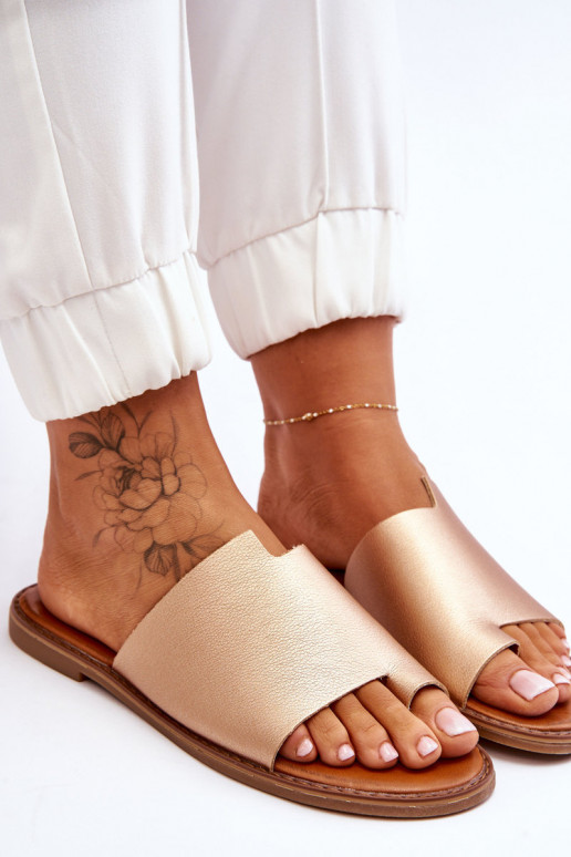 Feminin Lederhausschuhe Hausschuhe goldene Farbe Amite Feminin Lederhausschuhe Hausschuhe goldene Farbe Amite