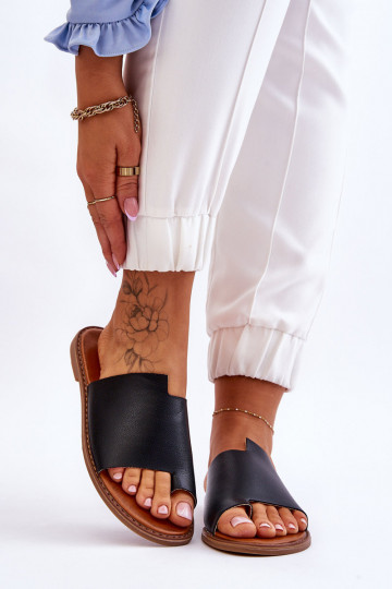 Damen Leder-Slipper, schwarz, „Amite"