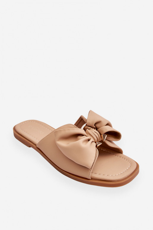 Feminin Lederhausschuhe mit Bändern Beige Becky Feminin Lederhausschuhe mit Bändern Beige Becky