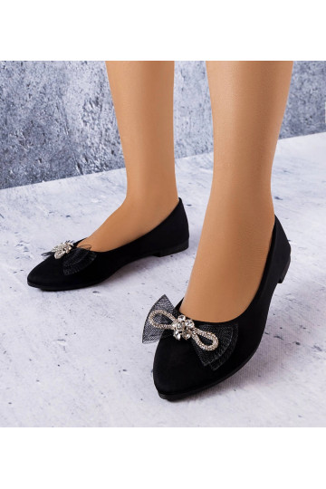 Schwarze Schuhe mit Schleife und Zirkonsteinen, „LaGarde"