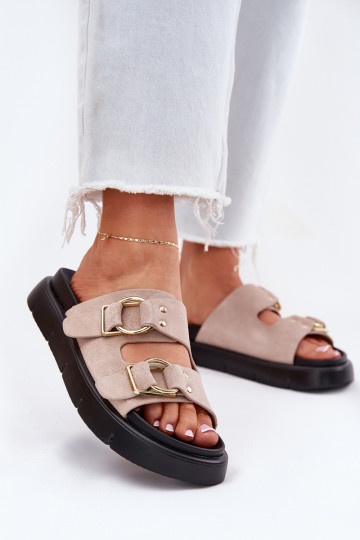 INildleder-Hausschuhe für Damen Mit Dekorationeni mit Schnallenmi Big Star RR274659 Hellrosa Farbton