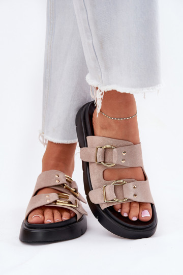 INildleder-Hausschuhe für Damen Mit Dekorationeni mit Schnallenmi Big Star RR274659 Hellrosa Farbton 2