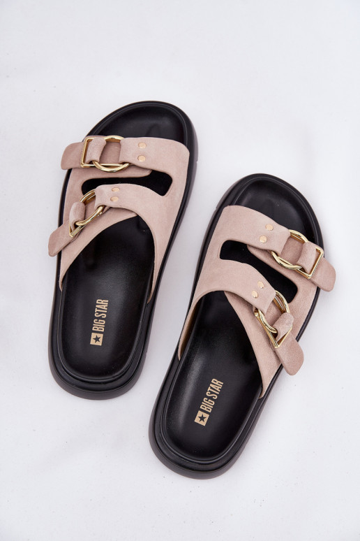 INildleder-Hausschuhe für Damen Mit Dekorationeni mit Schnallenmi Big Star RR274659 Hellrosa Farbton