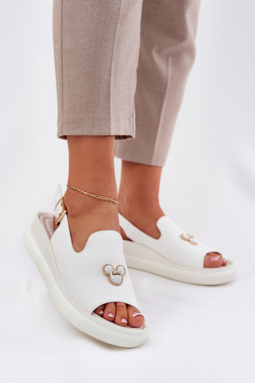 Weiße Damenschuhe mit Ornamenten, Vinceza 66757 2