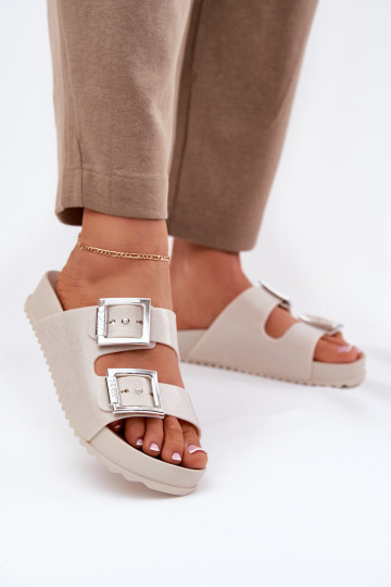 Duftend Damenhausschuhe mit Schnallen Und Glitzer ZAXY RR285056 Beige