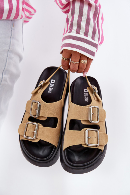 INildledersandalen für Damen mit Schnallen Big Star RR274665 Beige